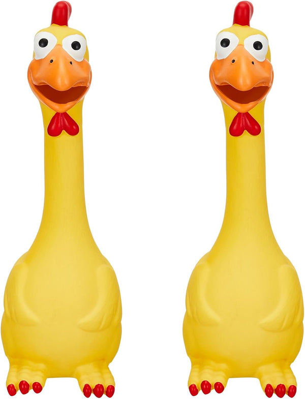 Hungdao 2 Pcs Rubber Chicken Squeaky Dog Toy 11 Inches Horse Toys