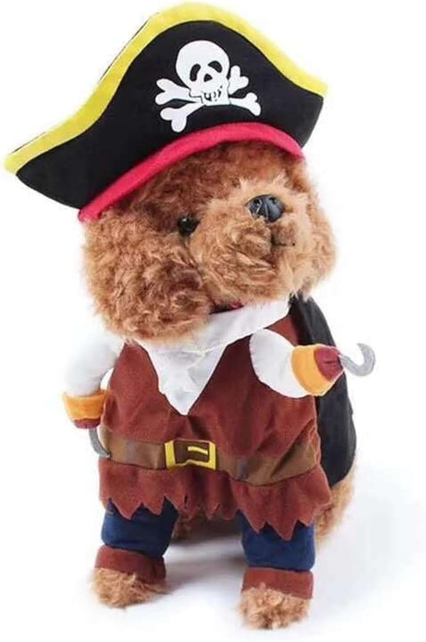 Idepet New Funny Pet Clothes, Pirate Dog Cat Costume Suit, X-Large, Corsair Dressing Up Party Apparel with Hat