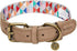 Blueberry Pet Adjustable Dog Collar, Large, Shades of Rainbow Multicolor Triangles, Genuine Full Grain Leather &