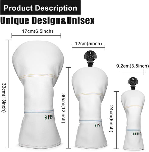 Golf Headcovers for Driver, Fairway, Hybrid, Blade, Mallet Putter Cover, Premium Leather Waterproof Design