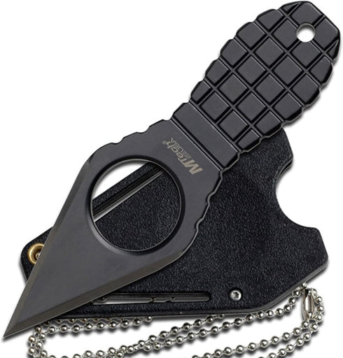 MTech USA Fixed Neck Knife - Black Blade and Handle, Full Tang with Nylon Fiber Sheath