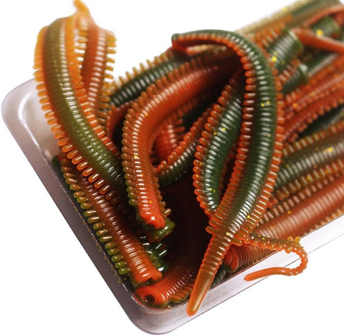 Generic 10Pcs 8Cm 6 Simulation Sand Silkworm Fishing Lures, Soft TPR Sea Earthworm Baits With Shrimp Scent, Stretchable