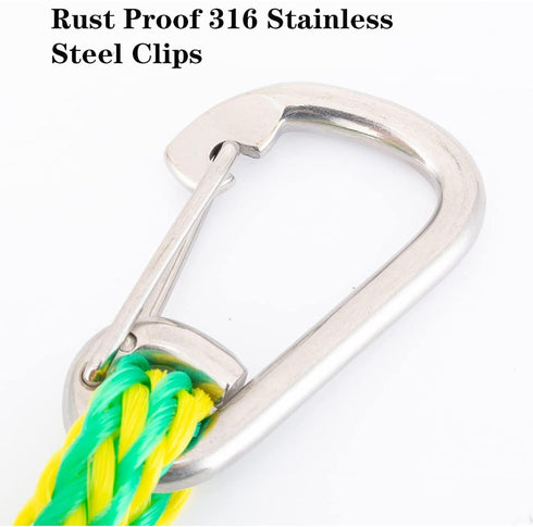 316 14ft. 2 Pack Kayak Tow Rope,Heavy Heavy Duty Jet Ski Tow Rope with Clip,Boat Mooring Dock Line with Stainless Steel