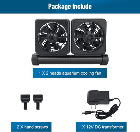 Aquarium Chillers Cooling Fan with 2 Wind Speed, Adjustable 2 3 4 Heads Fish Tank Cooling Fan (2 Head)