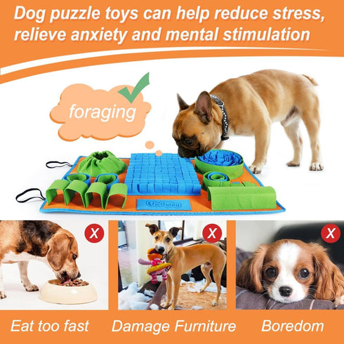 Vivifying Snuffle Mat for Dogs, Interactive Dog Puzzle Toy for Boredom and Mental Stimulation, Enrichment Feeding Game
