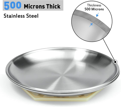 Stainless Steel Cat Dishes for Food and Water, 2 Sets Shallow Style, Relief of Whisker Fatigue (6.5 Inch)