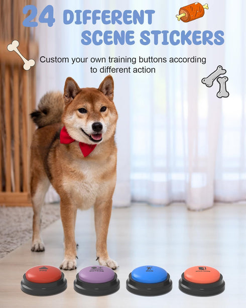 Dog Buttons for Communication, 8 Dog Talking Button Set, 30s Recordable Voice Pet Buzzer Training Buttons
