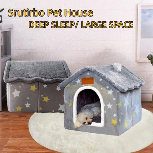 Dog House Indoor - Foldable Soft Kennel Bed, Warm Cat Nest Puppy Cave with Cushion for Small Medium Large Dogs Cats