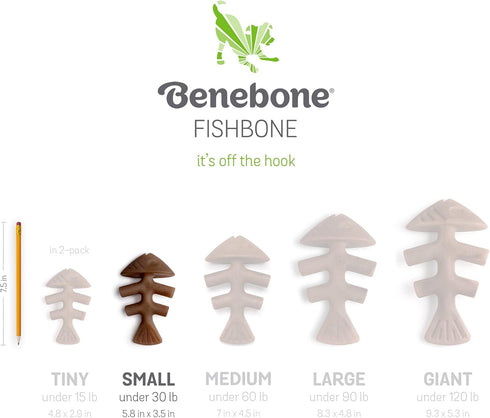 Benebone Durable Dog Chew Toys Set of 1 | Fishbone/Wishbone | Real Fish, Real Bacon, Made in USA, Small