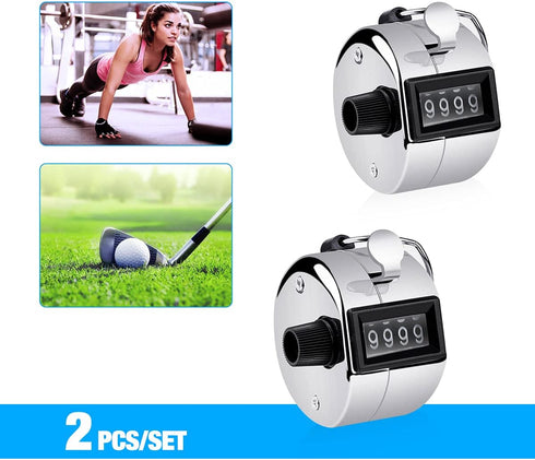 SLTG2020 2PCS Set 4 Counter Portable Digit Handheld Number Click Golf Tally Recorder