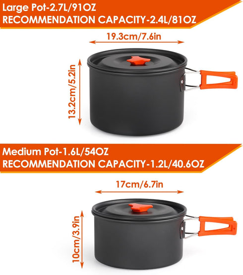 Gutsdoor Camping Cookware Set, Lightweight Stackable Non-Stick Cooking Equipment with Storage Bag for Outdoor