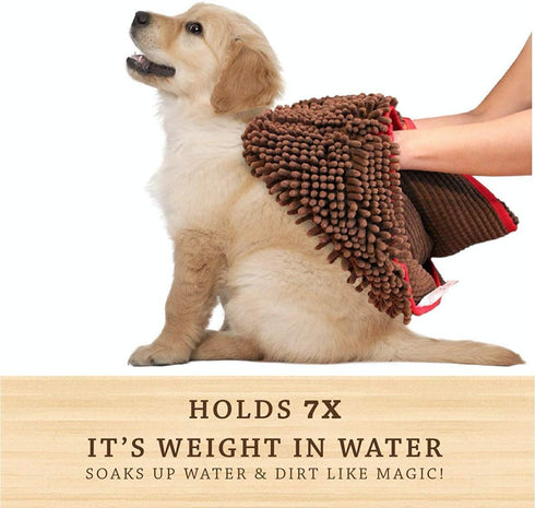My Doggy Place Dog Towel, Super Absorbent Microfiber with Hand Pockets, Quick Dry Shammy Towel, Oatmeal, 30 x 12.5 in