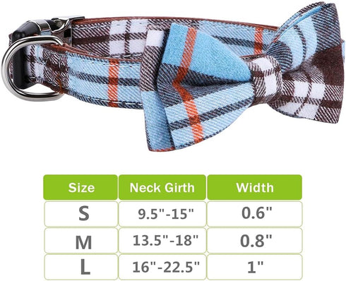 Soft & Comfy Bowtie Dog Collar, Detachable Adjustable Bow Tie for Small Medium Large Pets (Blue, M)