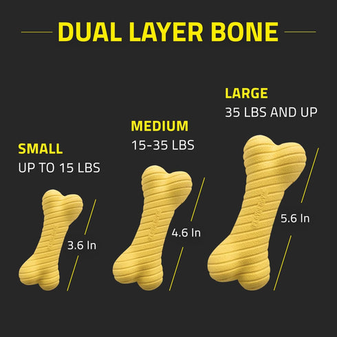 Playology Dual Layer Bone Toy for Medium Dogs (15-35lbs) - All-Natural Chicken Scented Durable Chew Toy