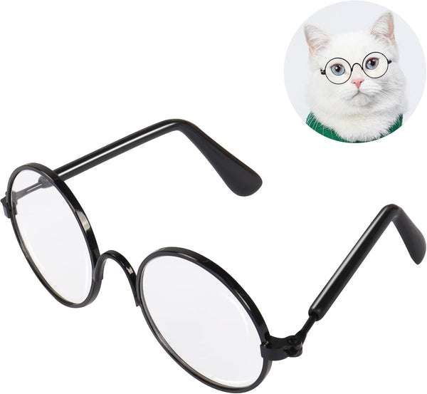 YAODHAOD Pet Sunglasses - Classic Retro Circular Metal Prince Sunglasses, Funny Cute Puppy Cat Glasses, 2 PCS