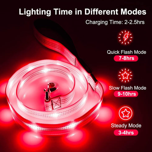 BSEEN LED Dog Leash - USB Rechargeable Light Up Dog Leash - Glowing Pet Leash - LED Dog Lead for Nighttime Dog Walking (Pink?, 47 Inch)