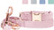 Soft Leather Dog Collar and Leash Set (6.6') - Stylish Rose Gold Heavy Duty Metal Buckle, 4 Adjustable Lengths for