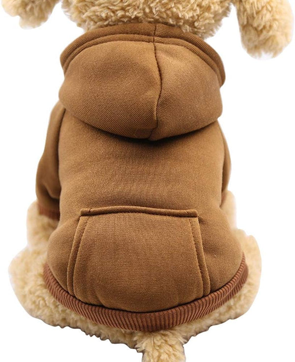 Jecikelon Winter Dog Hoodie Sweatshirt with Pockets, Warm Clothes for Small Dogs Chihuahua, Coffee, X-Small