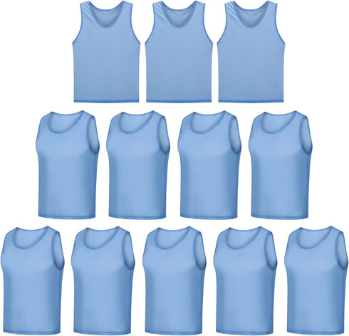 12 Pack Scrimmage Vest/Team Training Jerseys/Sports Pinnies/Practice Jerseys/Soccer Bibs with Carry Bag