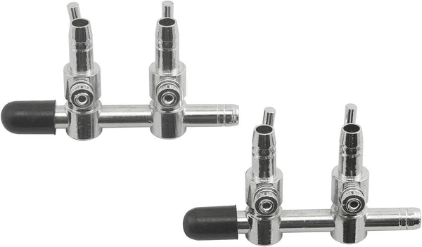 2PCS 2-Way Stainless Steel Air Distributor Splitter Pump Lever Control Valve for Aquarium Fish Tanks
