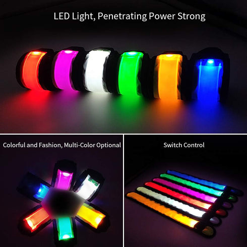 LOBKIN Safety Bracelets, LED Slap Armband for Kids Walking at Night, Safe LED Light Reflective Belt for Runners