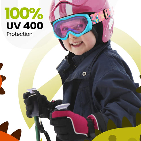 OutdoorMaster Kids Ski Goggles - 100% UV Protection, Helmet Compatible Snow Goggles for Boys & Girls