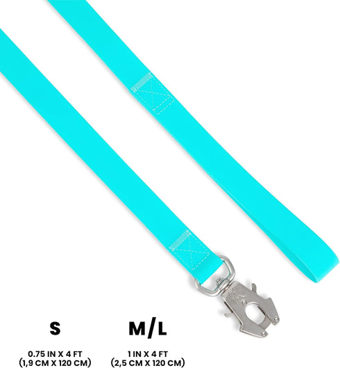 Nandog Pet Gear Waterproof Poly-Flex Sport Dog Leash with Double Latch Technology for Extra Safety & Protection (Aqua