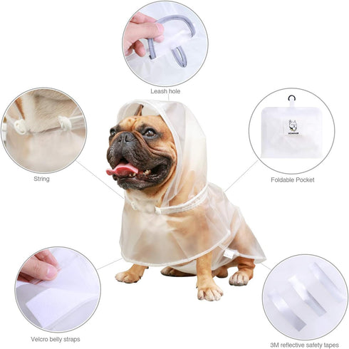 iChoue Dog Raincoats, Packable Lightweight Rain Jacket with Reflective Straps, Adjustable Poncho for Medium Dogs