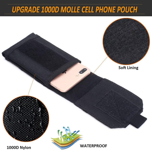 Upgrade 1000D Laser Cut Molle Phone Pouch, Heavy Duty Waterproof Tactical Cell Phone Holder for 4.7"-6.7" Phones