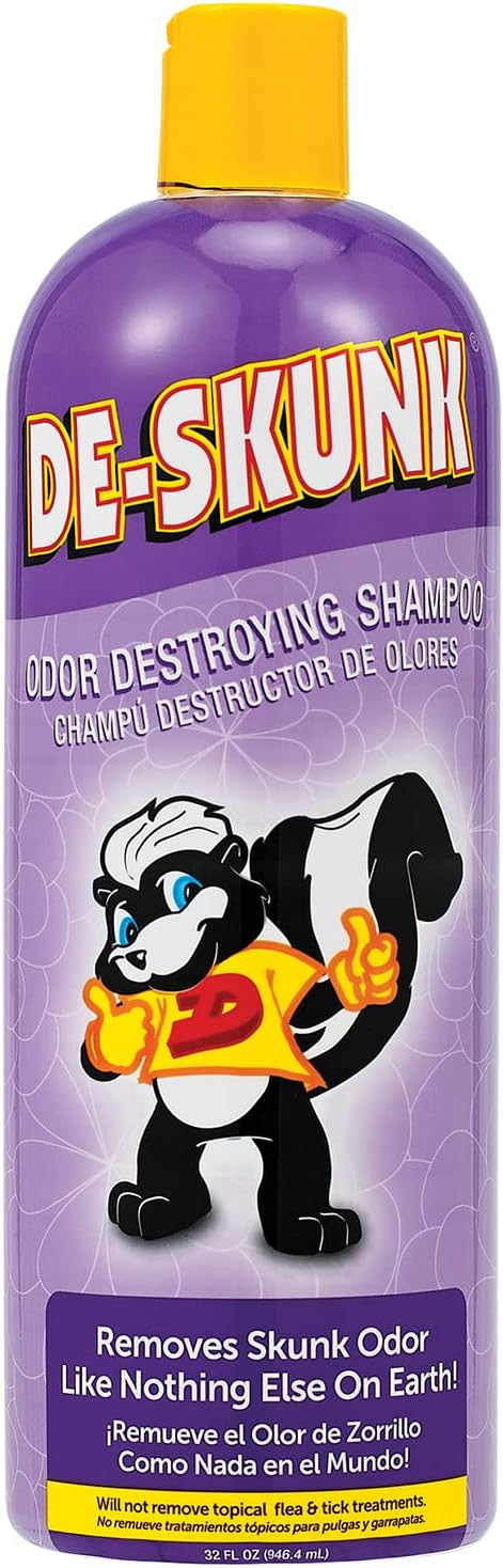 Odor Destroying Shampoo for Dogs - 32 oz, Powerful De-Greasers, Skunk Odor Remover for Pets, Fast Smell Removal