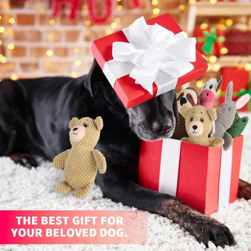 Act boldly 5-Pack Squeaky Dog Toys Durable Animal-Shaped Plush Chew Toys for Dogs, Handmade Interactive Puppy Toys