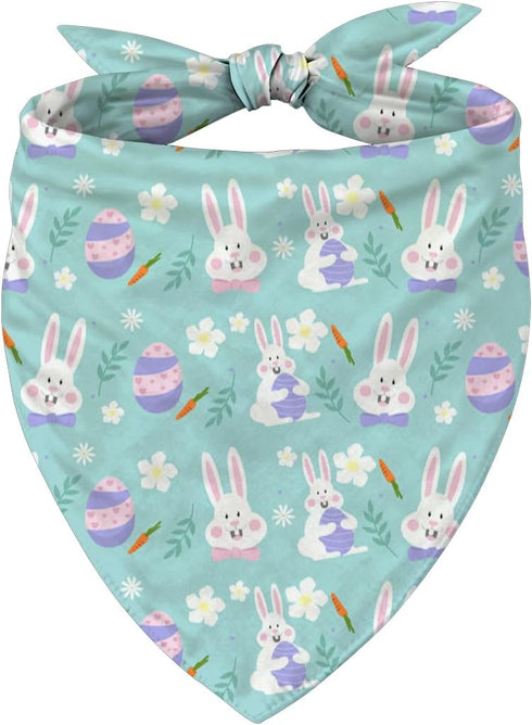YJIKRTVT Easter Dog Bandana, Cute Bunny & Egg Triangle Pet Scarf, Spring Holiday