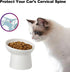 Small Ceramic Raised Cat Bowls, Tilted Elevated Food or Water Bowls, Dishwasher Safe, White