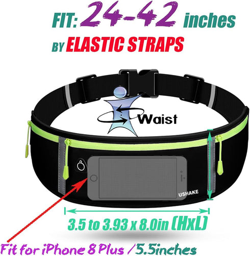 USHAKE Slim Running Belt - Workout Fanny Pack for Men Women, Exercise Waist Pack for iPhone Holder