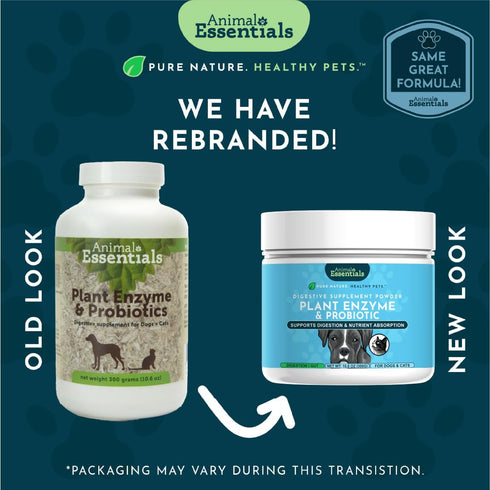 Animal Essentials Plant Enzyme & Probiotics - Digestive Supplement for Dogs & Cats, 10.6 Oz
