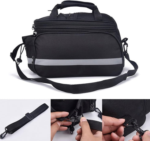 Multi-Function Bike Rear Rack Bag, Detachable Cycling Luggage Bag with Rain Cover (27L)