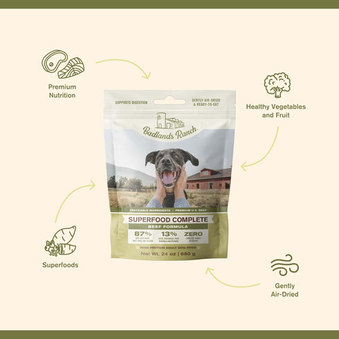 by Katherine Heigl- Superfood Complete Beef Formula Adult Dog Food, Air-Dried, High Protein, Zero Fillers, Superfood