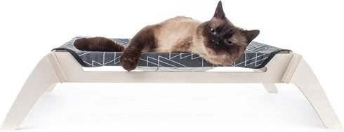 Pet Lounge, Raised Indoor Pet Bed for Cats or Small Dogs, Reversible Fabric Hammock for Comfort
