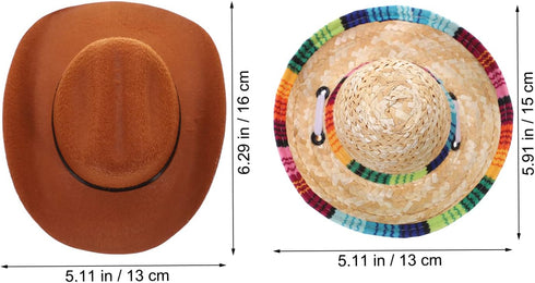 Hemobllo Dog Hat, Adjustable Straw Western Costume Hat for Dogs and Cats, Funny Pet Party Headwear (2PCS)