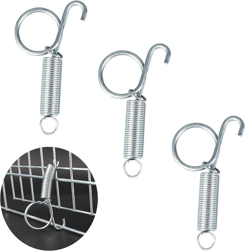 Dong Huang 4pcs 75mm Metal Finger Spring Latch Hook | One-Handed Cage Door Spring Hooks for Pet Cages