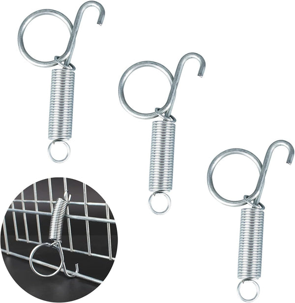 Dong Huang 4pcs 75mm Metal Finger Spring Latch Hook | One-Handed Cage Door Spring Hooks for Pet Cages