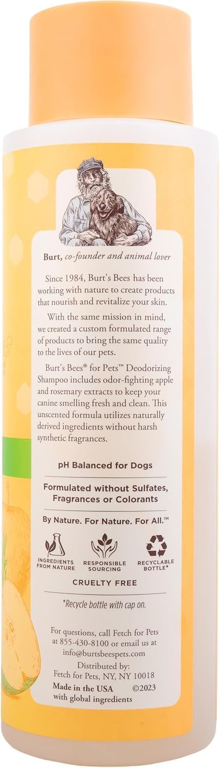 95% 16 oz BURT'S BEES FOR PETS Deodorizing Dog Shampoo with Apple and Rosemary, Natural Origin Formulas, Dog