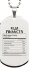 DesiDD Funny Film Financer Gifts - Nutrition Facts Dog Tag Necklace for Coworker