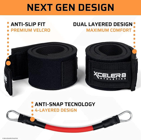 XCELER8 Bands for Speed and Agility Training - Includes Ankle Straps, Training Videos for All Sports