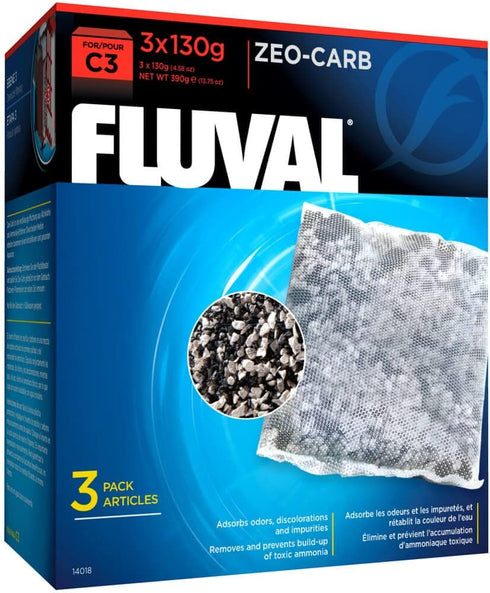 Fluval C3 Zeo-Carb Replacement Aquarium Filter Media, 3 Count (Pack of 1), 14018, White