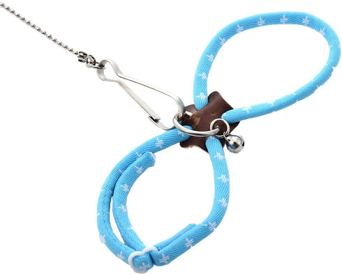 Adjustable Nylon Harness Vest and Leash Set for Pet Dwarf Hamster, Gerbil, Rat, Mouse, Ferret, Chinchilla (Blue)