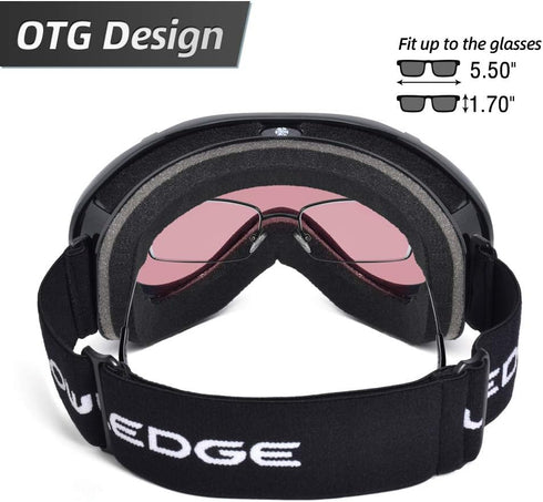 Ski Goggles Over Glasses - Anti Fog Snowboard Goggles for Men, Women, 100% UV Protection