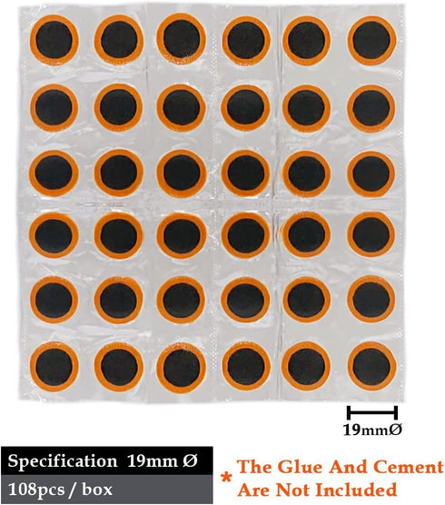 PAX 108 Pcs Round Bike Inner Tire Tube Patches 19mmØ, Flat Puncture Repair Patch for Bicycle, Motorcycle