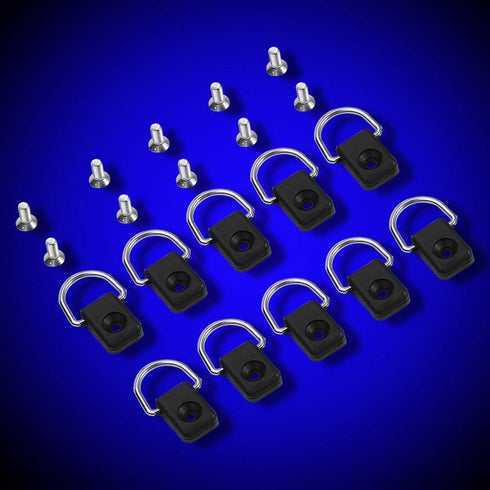 Keenso 10pcs Black Kayak D Ring with M6 Screws for Bungee Kit Accessory Boating