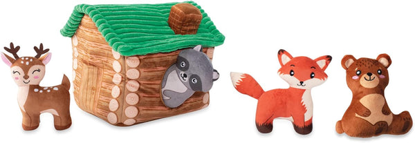 Fringe Studio Hide & Seek Burrow Plush Dog Toy Set, ON Cabin TIME (289215), Multicolor